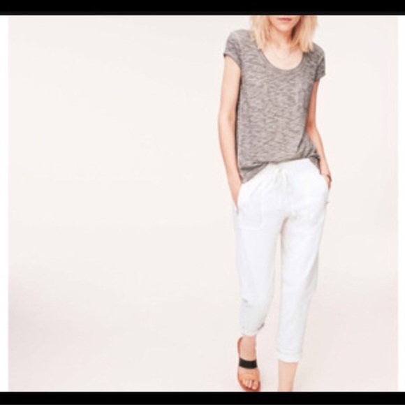 Lou Grey White Linen Joggers Pants 